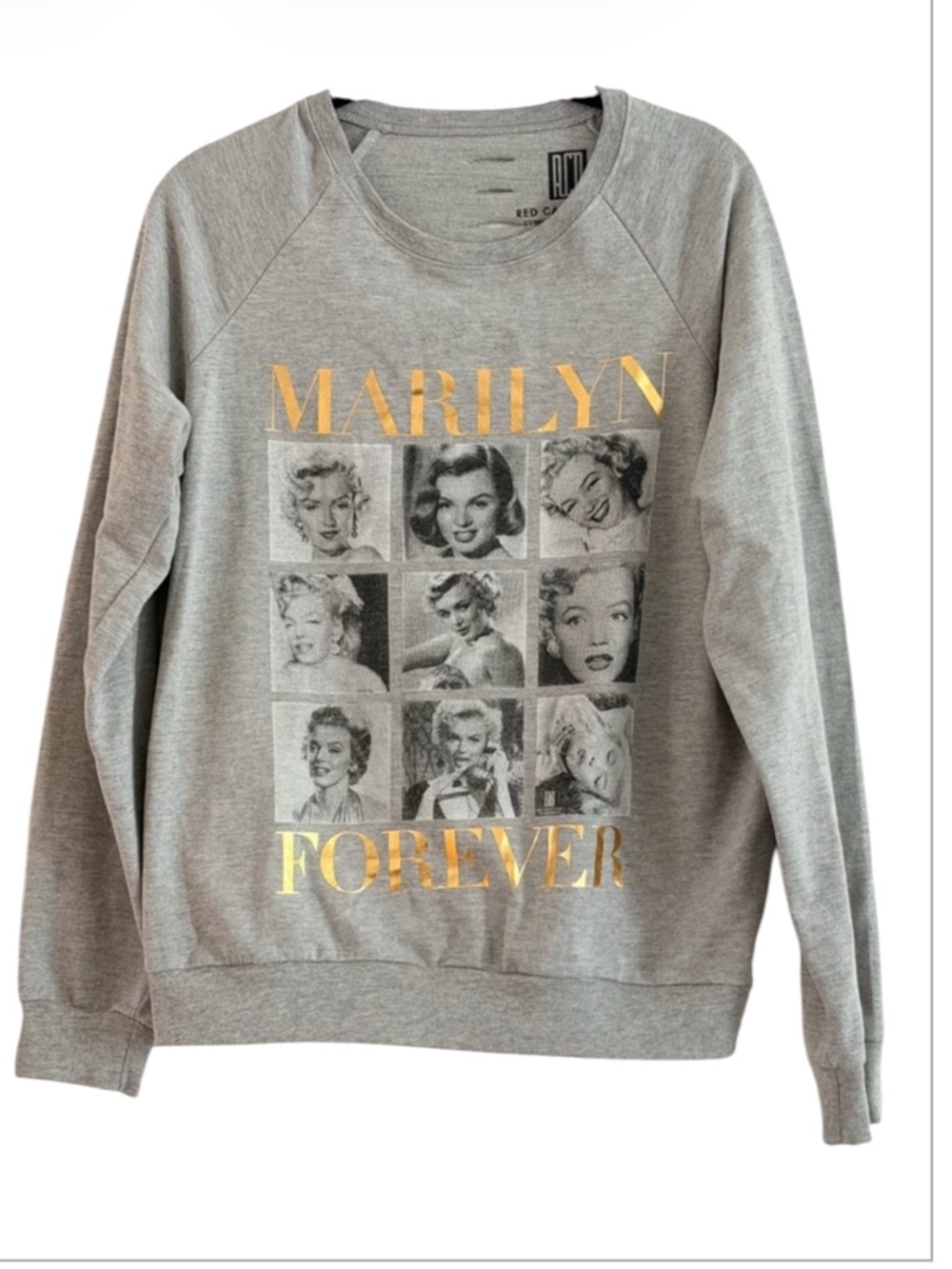 NWOT Marilyn Monroe Forever Gray Graphic Distressed Cutout Back Sweatshirt M